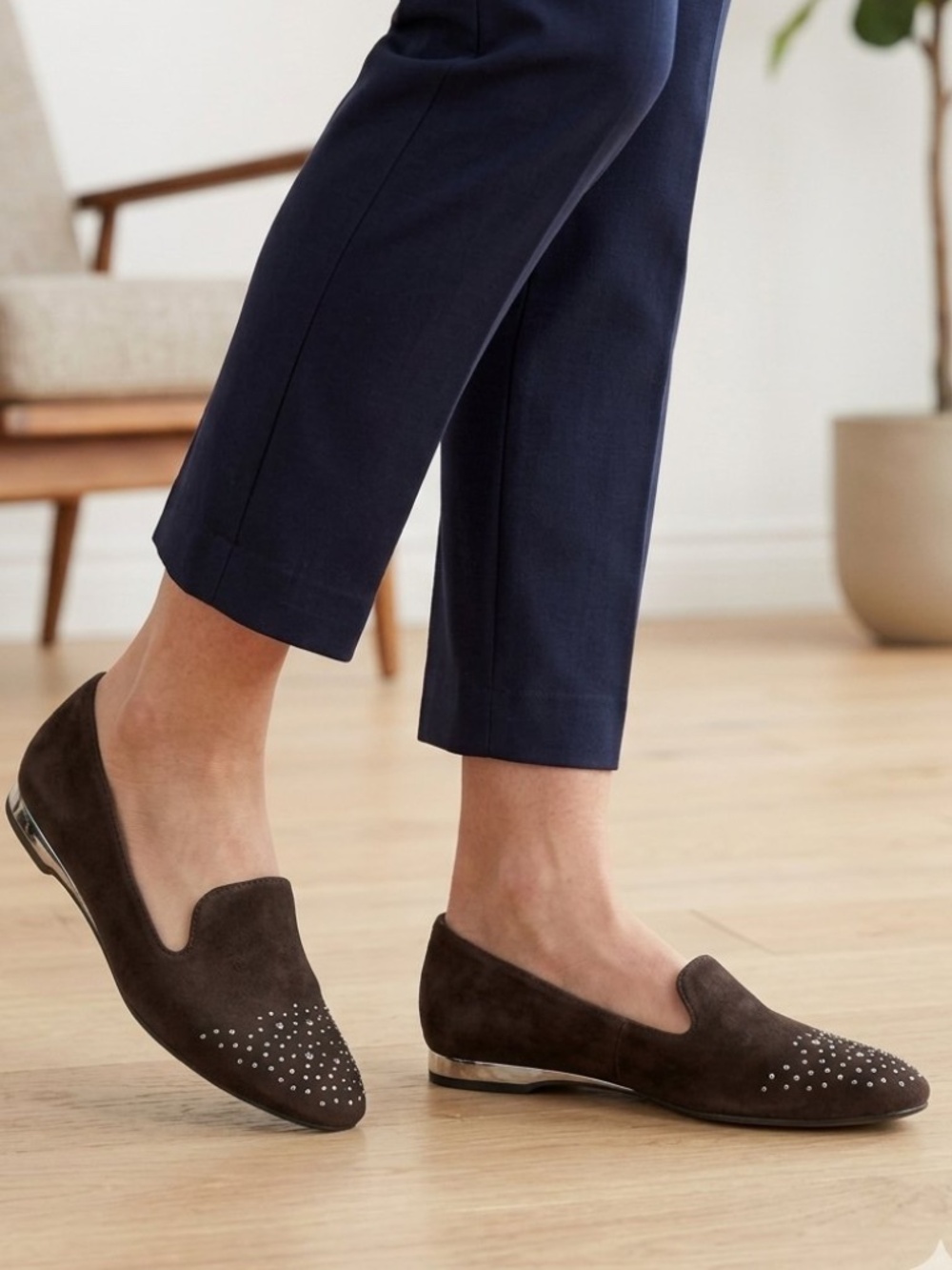 Franco Sarto Studded Suede Smoking Flats Loafers - New Without Box Size 9